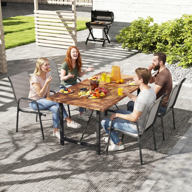4goodz 4 stuks Comfortabele tuinstoelen - stapelbaar - Grijs