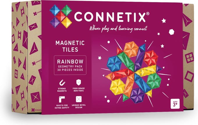 CONNETIX - Magnetisch Tegels - Regenboog Geometrie Pakket - 30 Stuks - Magnetisch Speelgoed