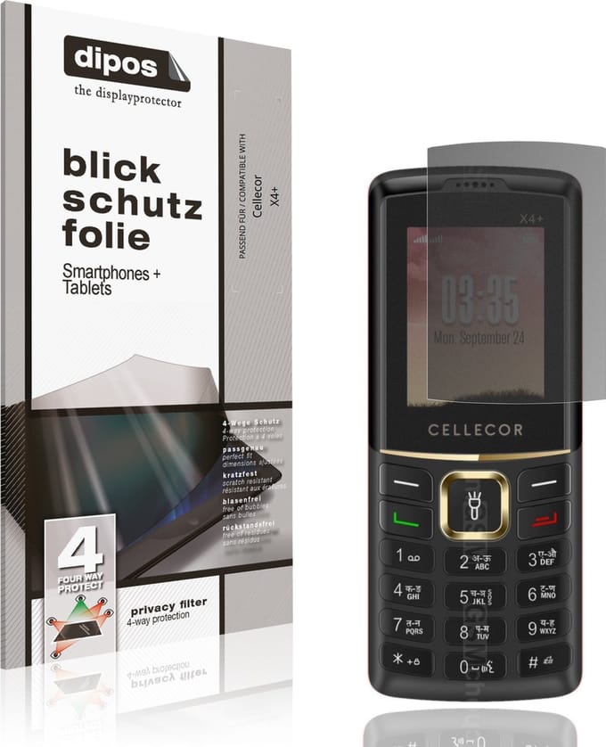 dipos – Matte Privacy Screenprotector geschikt voor Cellecor X4+ | Anti-Spy Beschermfolie