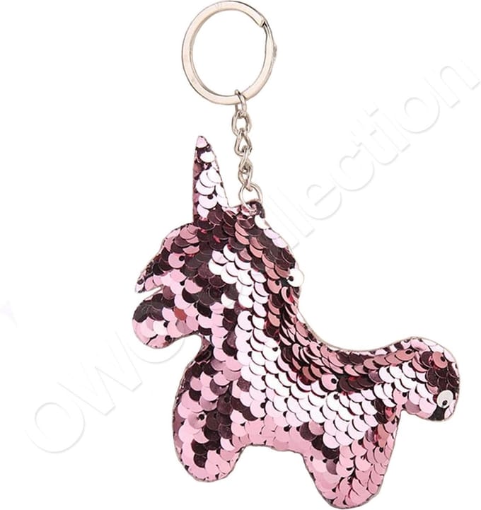 OWO - Unicorn eenhoorn sleutelhanger met pailletten - roze