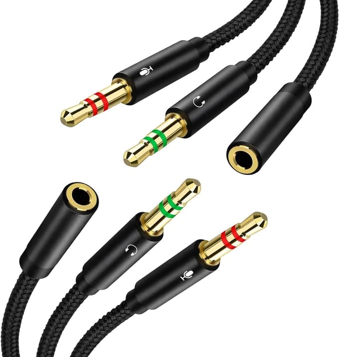 Audio Splitter Y-Adapter - Koptelefoon Microfoon Adapter - Audio Delen - 2-in-1 Functionaliteit - 35 cm - Zwart