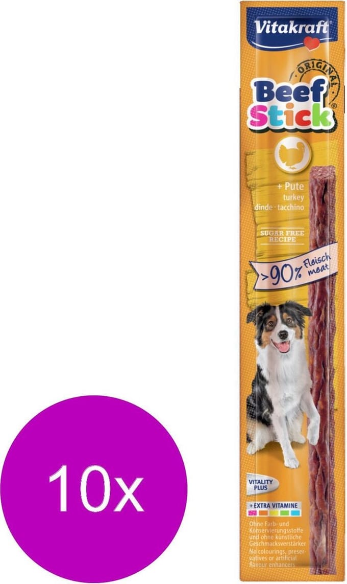 Vitakraft Beefstick Hond - Hondensnacks - Kalkoen & Rund - 10 st