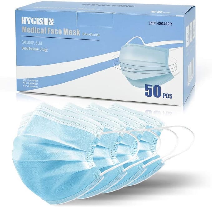 50 Stuks Eenvoudige Beschermmaskers - Blau, Eenmaat