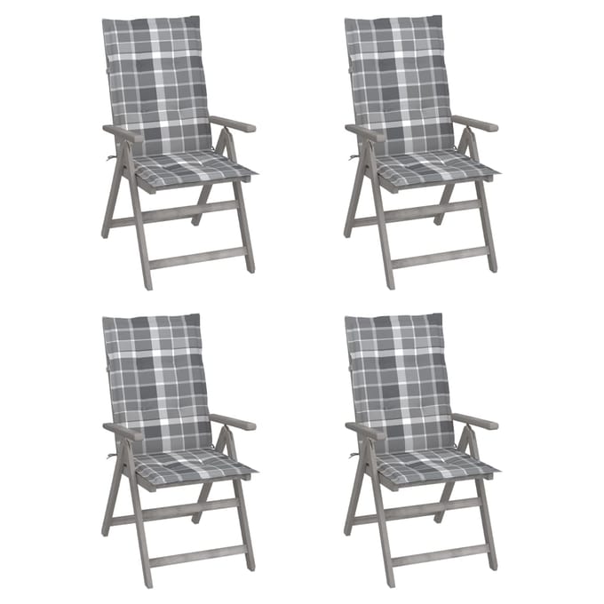 vidaXL - Tuinstoelen - 4 - st - verstelbaar - met - kussens - massief - acaciahout