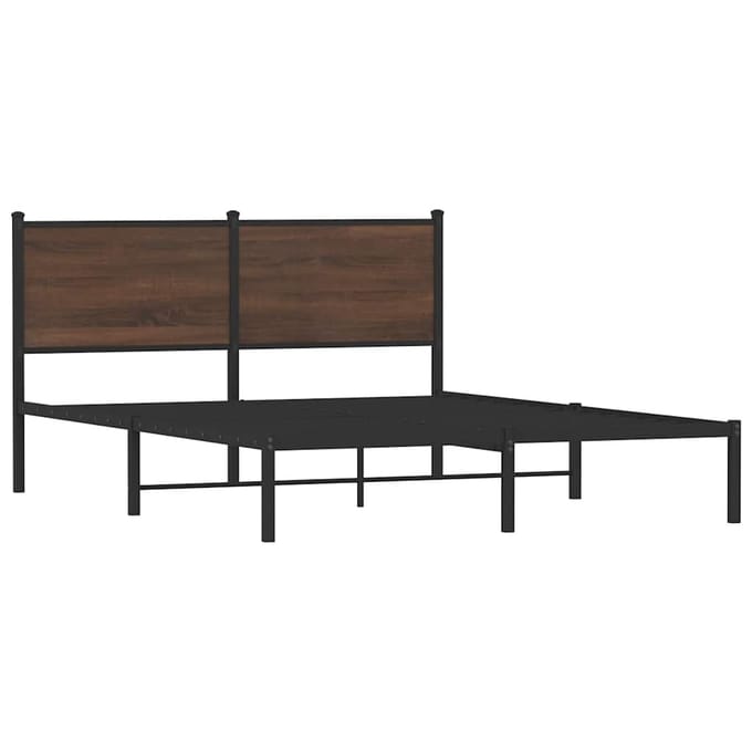 vidaXL - Bedframe - zonder - matras - metaal - bruin - eikenkleurig - 137x190 - cm