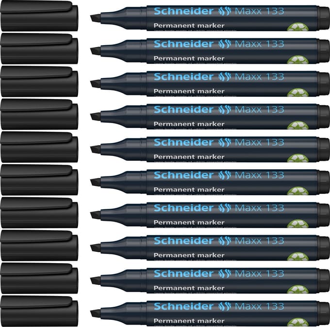 Schneider permanent marker - Maxx 133 - beitelpunt - zwart - 10 stuks - S-113301-10