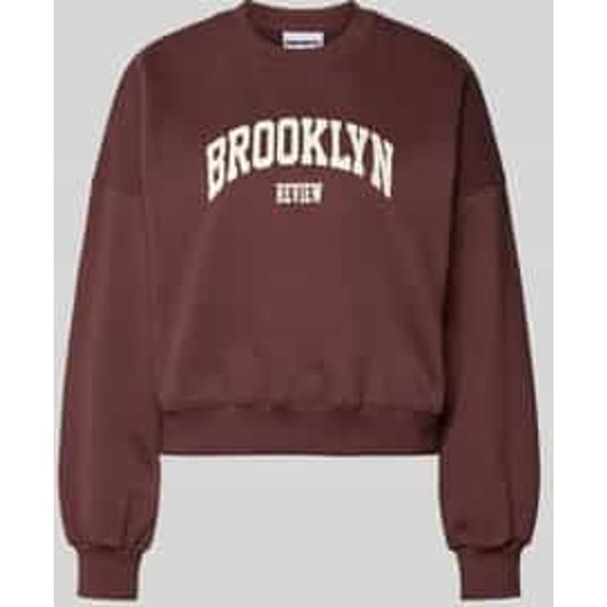 Sweatshirt met labelprint en ronde halslijn