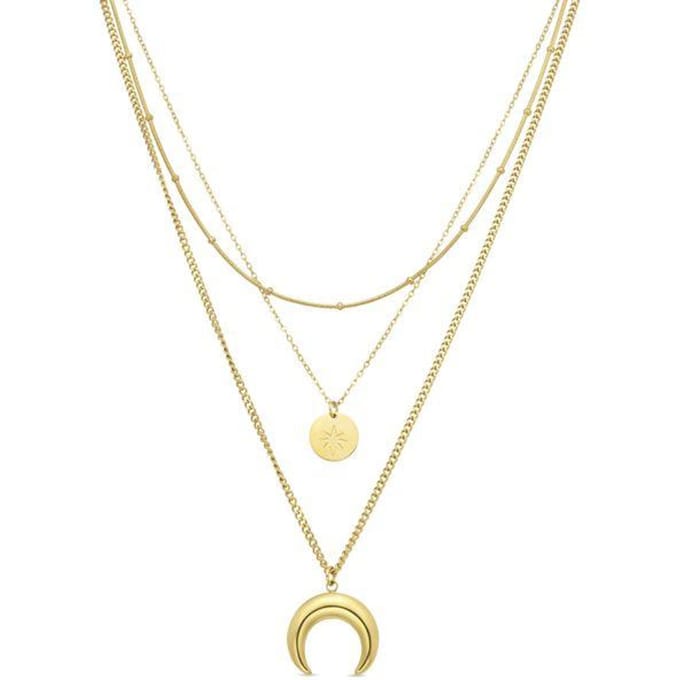 Ketting - LUXENTER - Salsu - Afwerking 18 karaat geelgoud - Staal - Vrouw beige