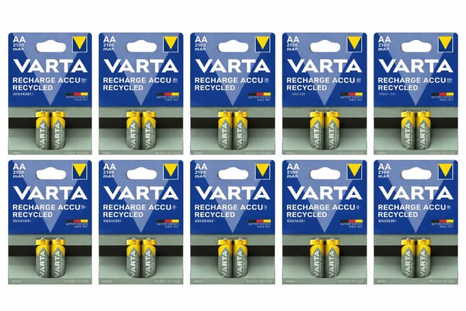 Varta Recharge accu Recycled AA 2100 mAh 20stuks