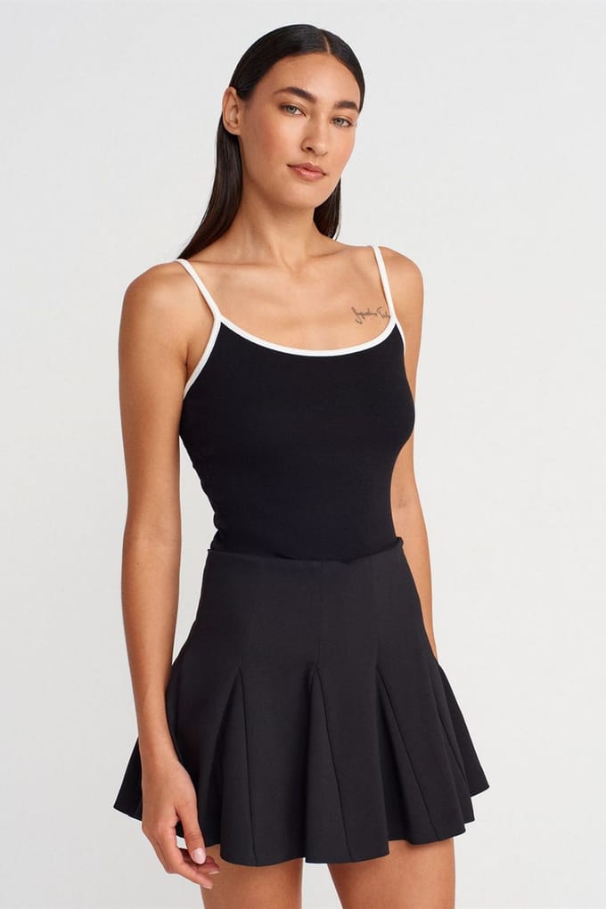 Kleurblok Geribbelde Mouwloze Blouse