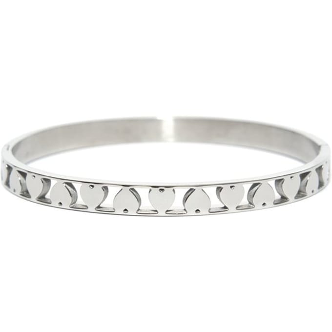 CO88 Collection Sense 8CB 90093 Stalen Bangle met Hartjes - One-size (60x50x6 mm) - Zilverkleurig