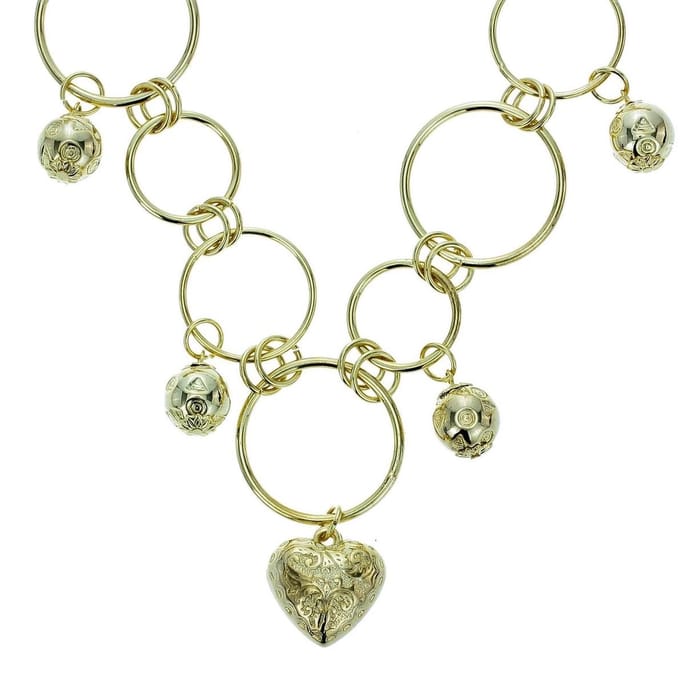 Behave - Ketting met grove schakels en hartje goudkleur - 59 cm