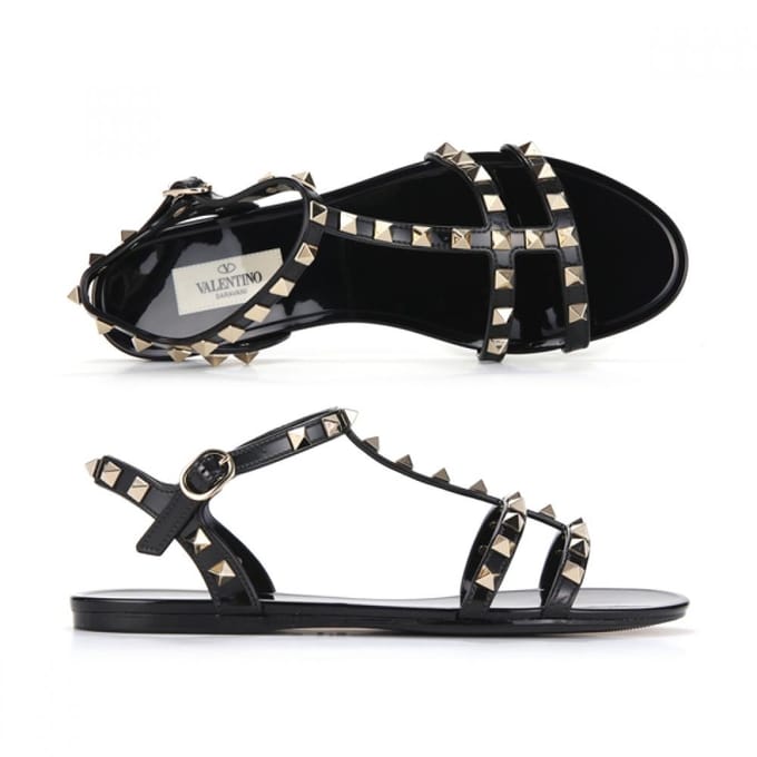 Valentino Rockstud Platte Sandalen 6w2s0h38 Pvs 0no 6W2S0H38 PVS 0NO (37) black