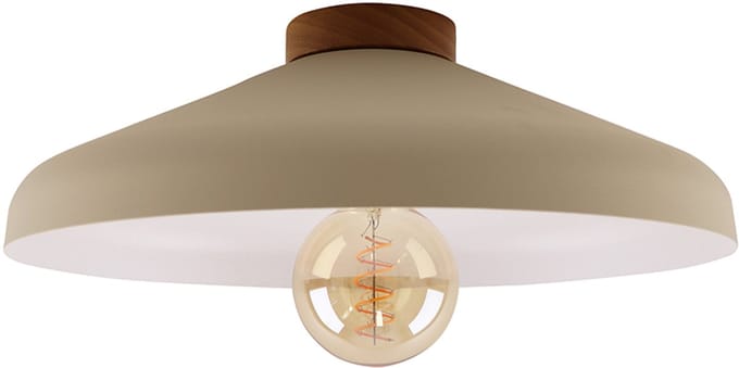 Olucia - FREDDIE - Plafondlamp - Beige / Hout - Vorm: Rond