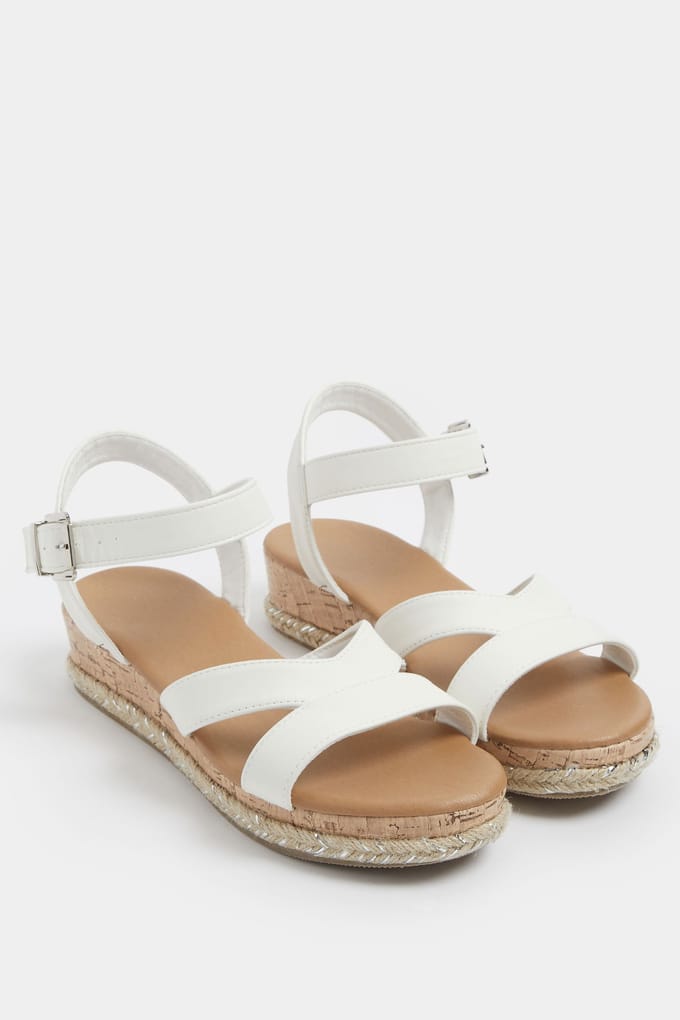 Yours Witte Gevlochten Sleehaksandalen In Brede Epasvormsize 41EEE