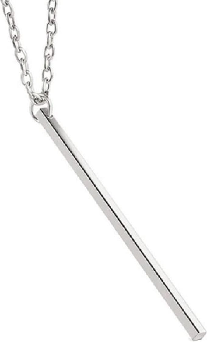 Lange ketting 70 cm - staaf hanger 5 cm - zilverkleurig