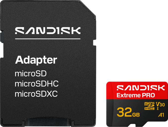 SanDisk microSDHC Extreme PRO 32GB (UHS-I, R100MB/s / W90MB/s, 5K, 4K UHD) + Ad
