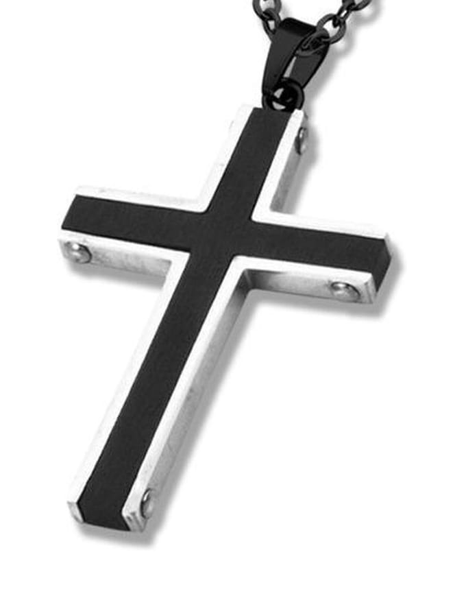 Montebello Ketting Kjell - 316L Staal - Carbon - Kruis - 45x30mm - 60cm