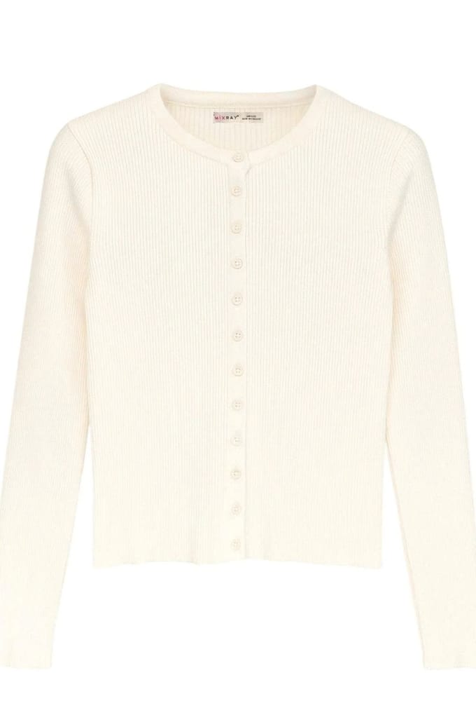 Geknoopte Slim Fit Ribbelgebreide Cardigan