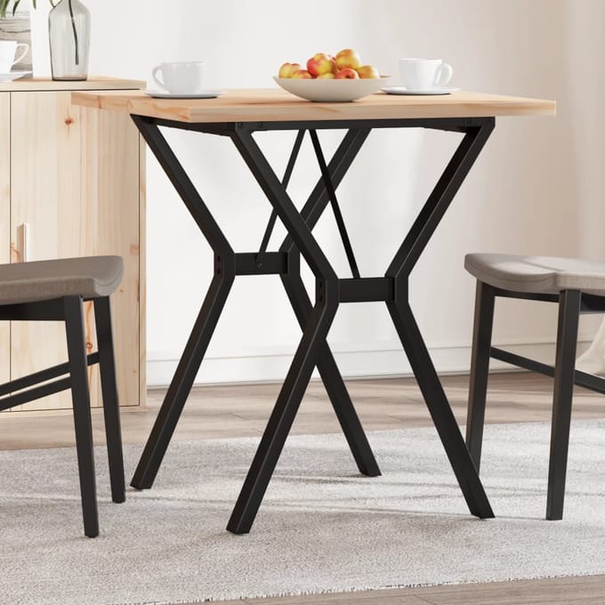 vidaXL - Eettafel - Y-frame - 70x70x75,5 - cm - massief - grenenhout - en - staal