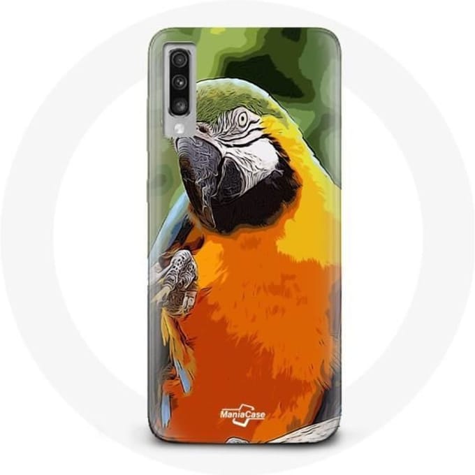 Hoesje voor Samsung Galaxy A70 Macaws Parrot Oranje Groen