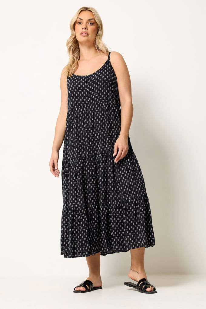 Yours Zwarte Gelaagde Maxijurk Size 42
