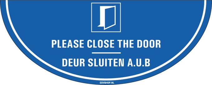 Deur sluiten aub vloersticker - 750 x 300 mm