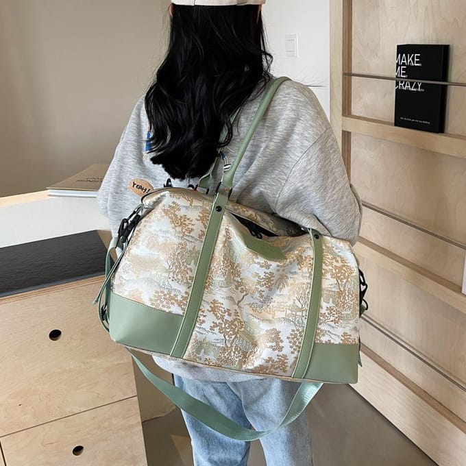 Modieuze Reistas in Chinese Stijl Lichtgewicht en Eenvoudig Reizen Elegant Handbagage Tas Droog- en Natvak Fitness Tas groen