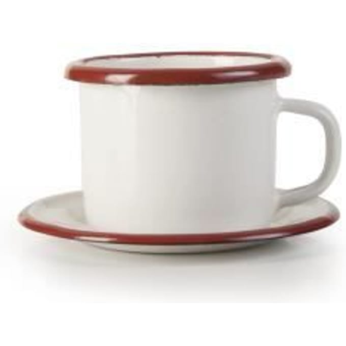 Beker met Schotel - IBILI - 908405 - RVS - Wit/Rood - Vaatwasserbestendig wit