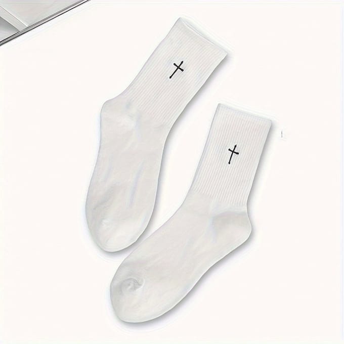 VANDAAG VERZONDEN - Sokken - Kruis - Wit - 1 Paar - Christelijk