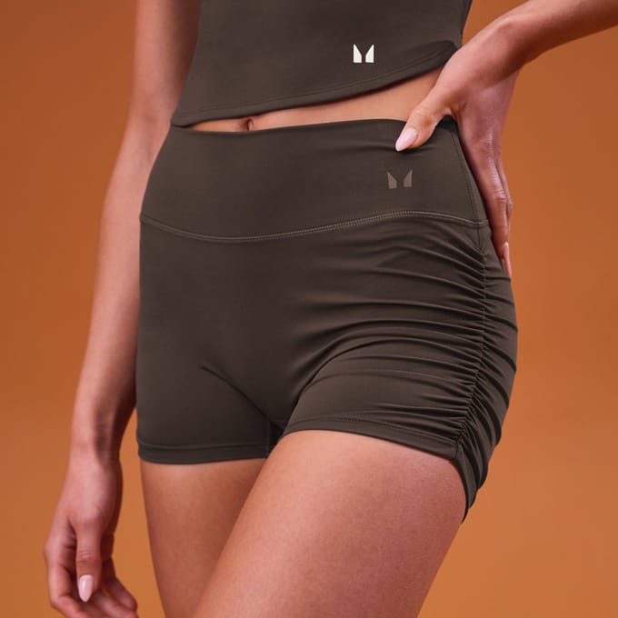 MP Dames Tempo Zijkant Scrunch Booty Short - Cacao - M