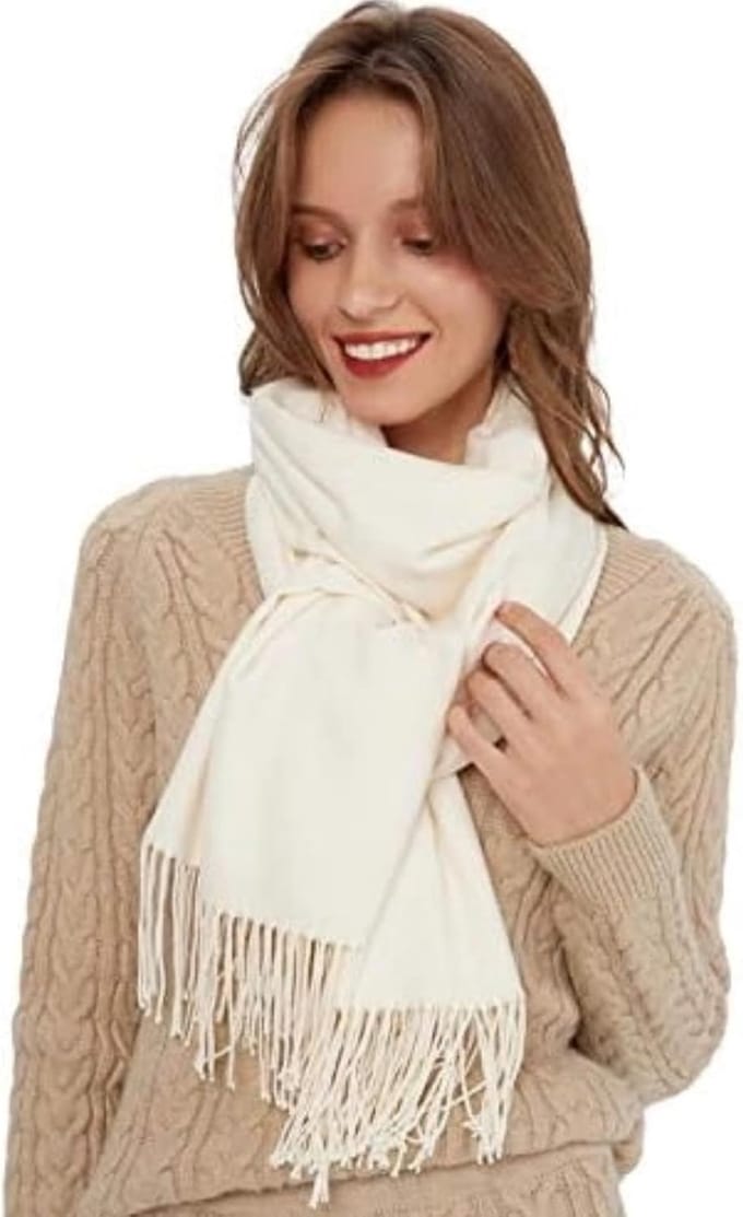 Omslagdoek Dames - Grote Zachte Sjaals - Bruiloft Avond - Subtiele Glans - 203x68cm - Beige