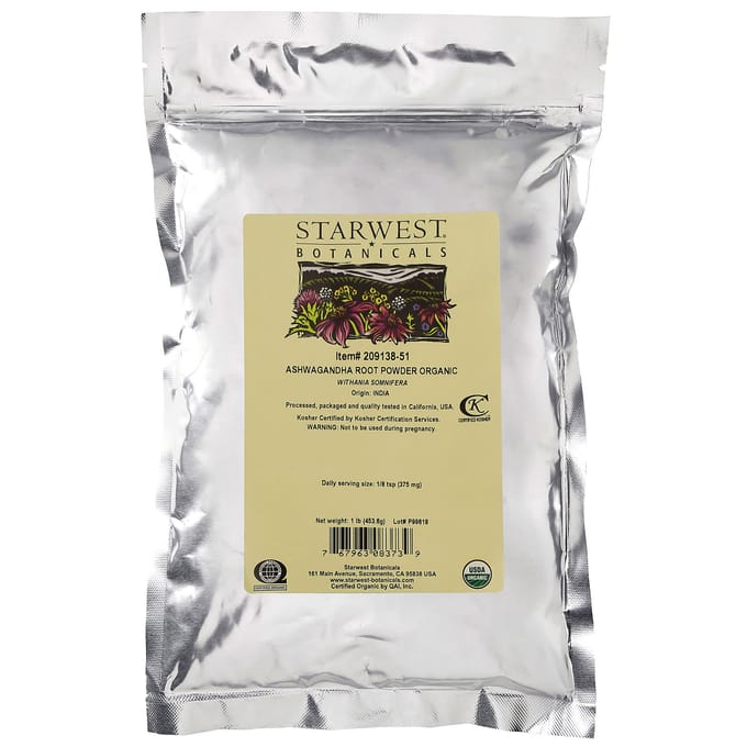 Biologisch Ashwagandha Wortelpoeder, 453,6G (1 pond)