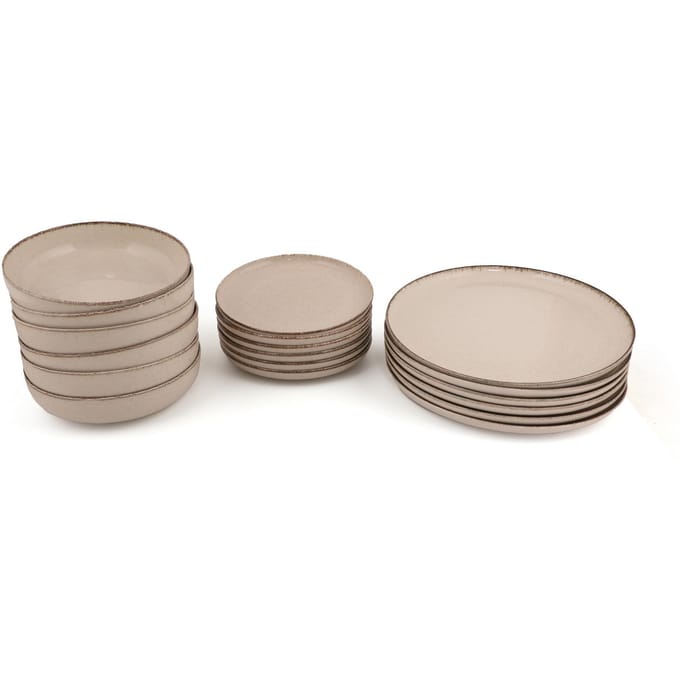 Vente-unique Servies van porselein 18 stuks - Crèmewit - SANCHA