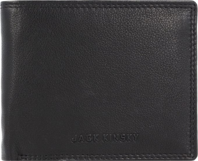 Jack Kinsky Brisbane Portemonnee RFID Leer 11,5 cm - Jongens - Horizontaal - schwarz