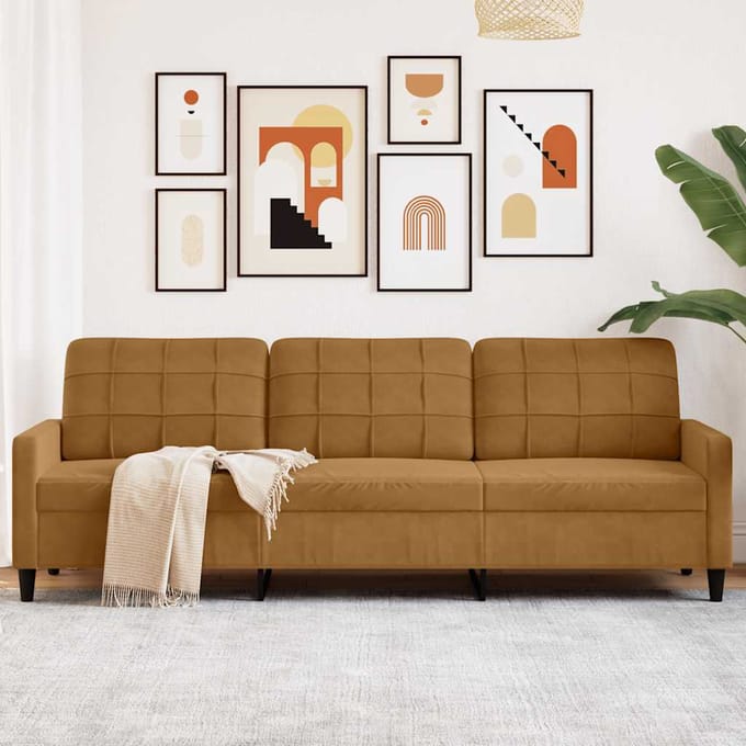 vidaXL - Driezitsbank - 210 - cm - fluweel - bruin
