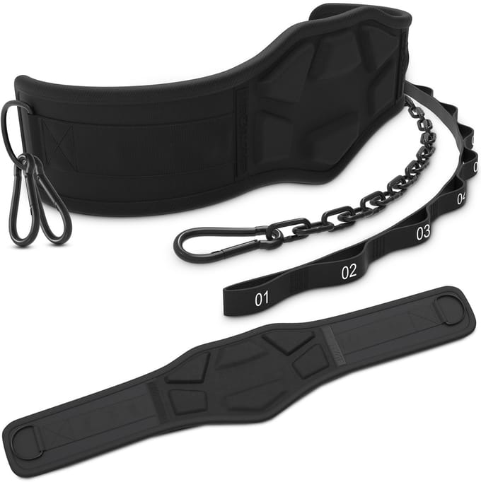 NEOLYMP Dip-gordel met 3 karabijnhaken en ketting voor optrekken en krachttraining