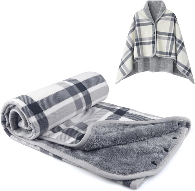 Dames fleece poncho - draagbare deken voor comfort en warmte