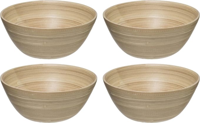 Secret de Gourmet - 8x - Slakom/serveer schaaltjes - bamboe - beige- D17 cm