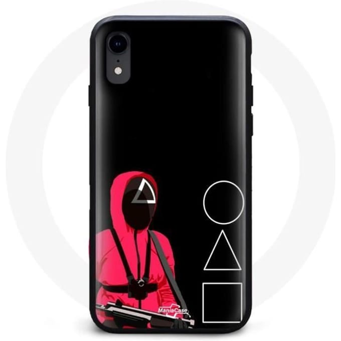 Coque - Face Square - Iphone XS - Rigide - Noir - Motif Squid Game
