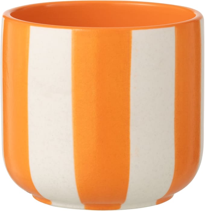 J-Line bloempot Gestreept - keramiek - oranje/wit - large