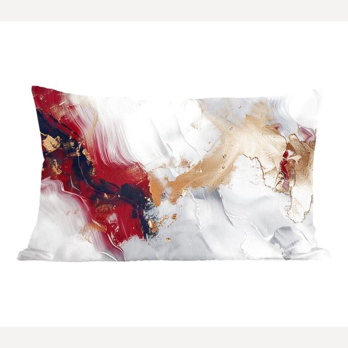 Sierkussens - Kussentjes Woonkamer - 60x40 cm - Rood - Abstract - Goud - Modern