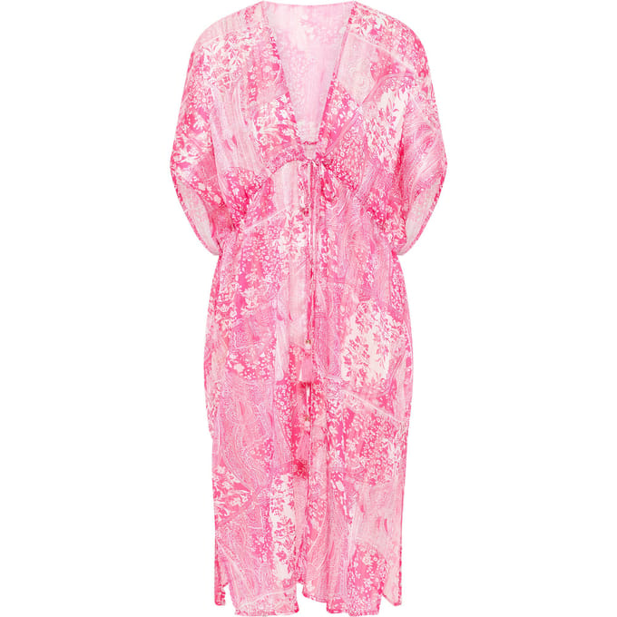 IZIA Kimono Dames roze wit
