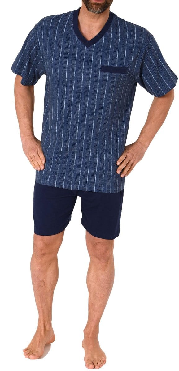 Herenpyjama met korte mouwen Shorty in gestreepte look - ook in oversized
