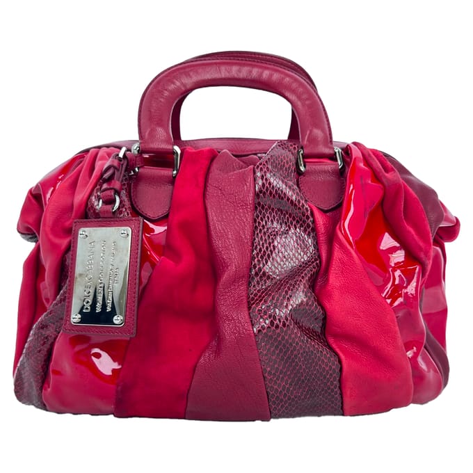 Dolce & Gabbana Handtas met Slangehuidaccent in Bordeau lederen