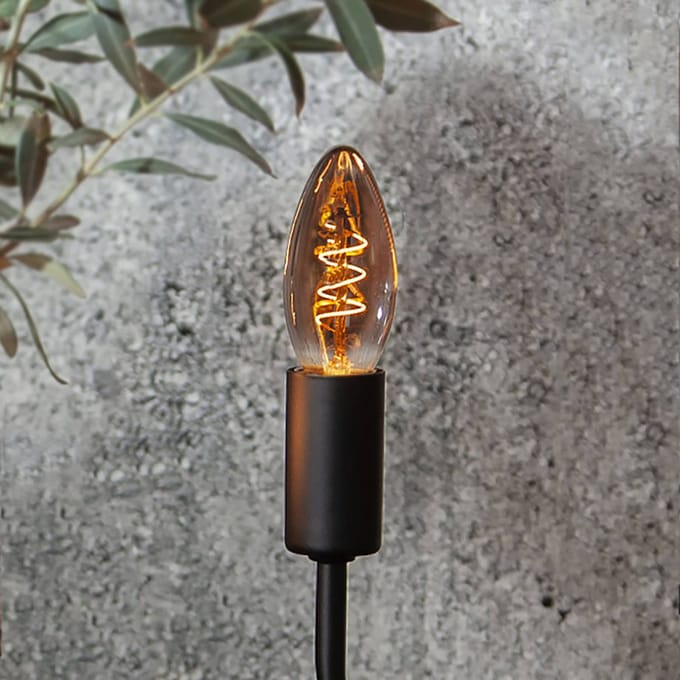 Kaarslamp - E14 - 3W - Super Warm Wit <2200K - Filament - Rookglas