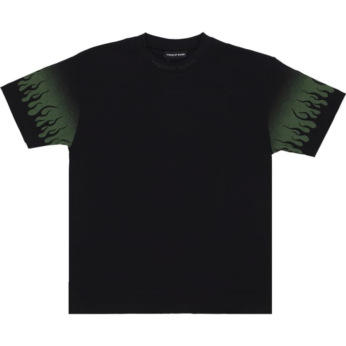 Negative Flames Tee Heren T-shirt Zwart/groen