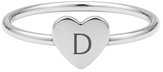 Ring met Initiaal Hart Zilver, USA 10 / NL 19.8 (62mm)