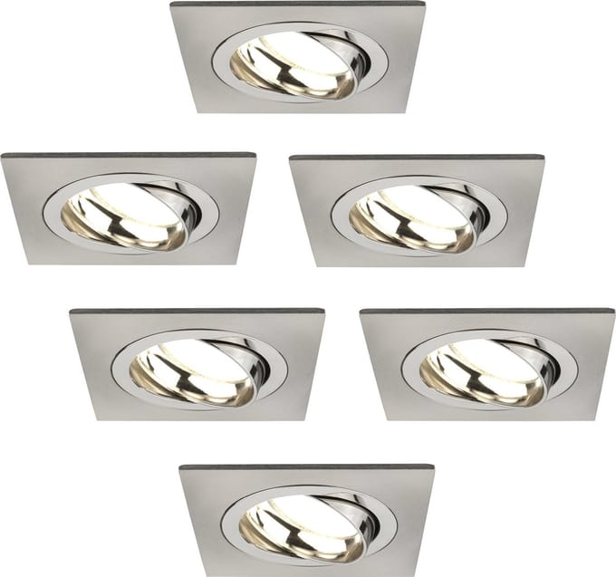 Ledvion - 6X LED Inbouwspot Sevilla - Dimbaar - 3W - 2700K - Ø92 mm - RVS