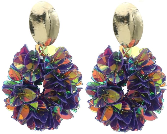 Oorbellen shiny – paars – 6,5x4 cm